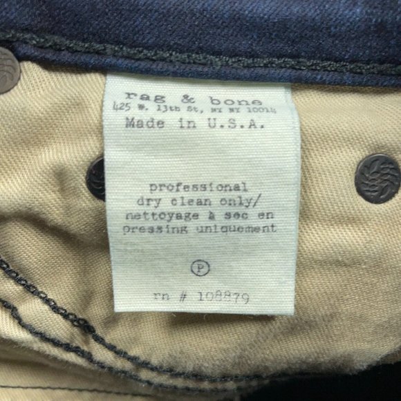 Rag & Bone Riding Jodhpurs Jeans Womens Sz 25 (27x29) Midnight Wash Lamb Leather - Picture 9 of 15